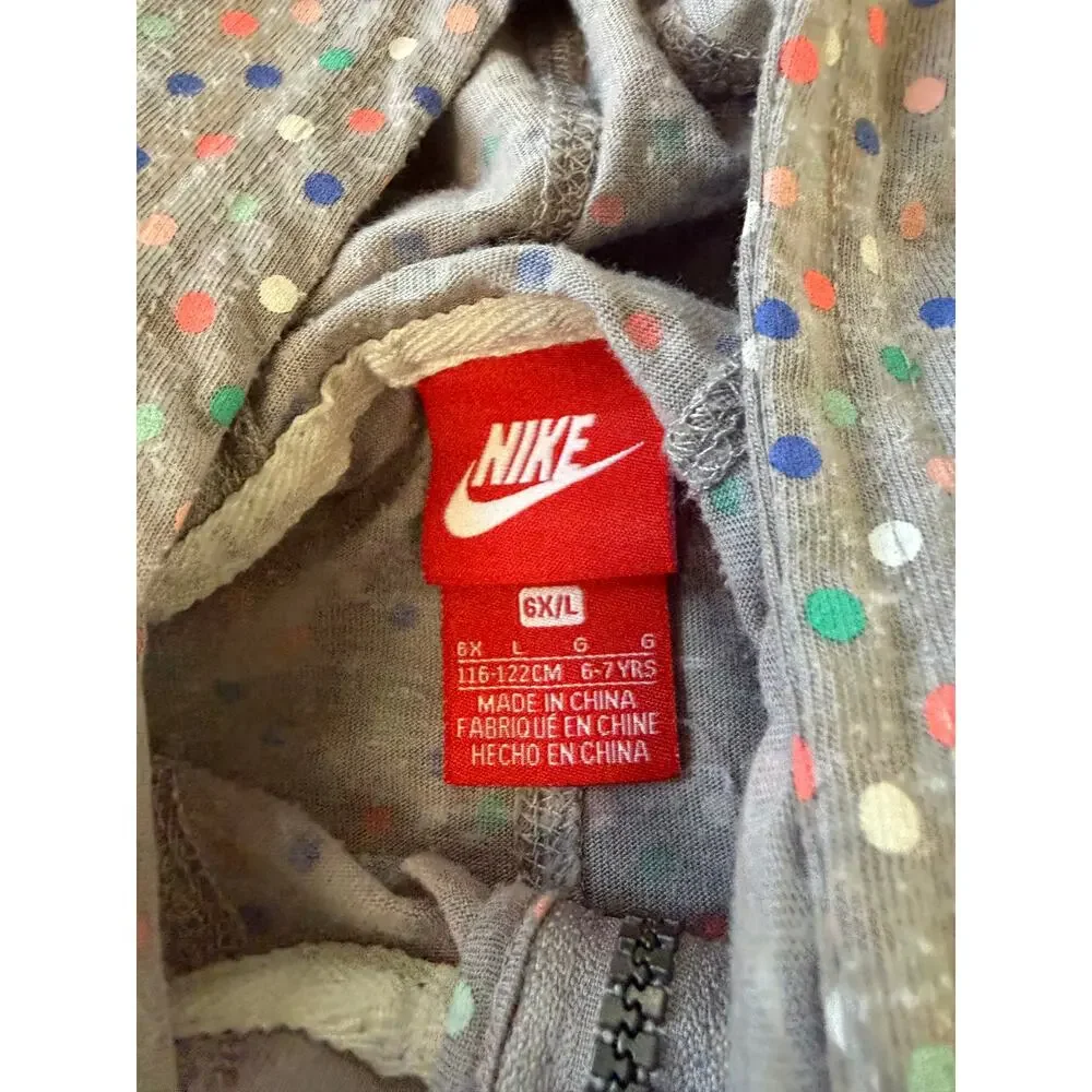 Nike Girls' Dotted Zip Hoodie Sweatshirt Size 6